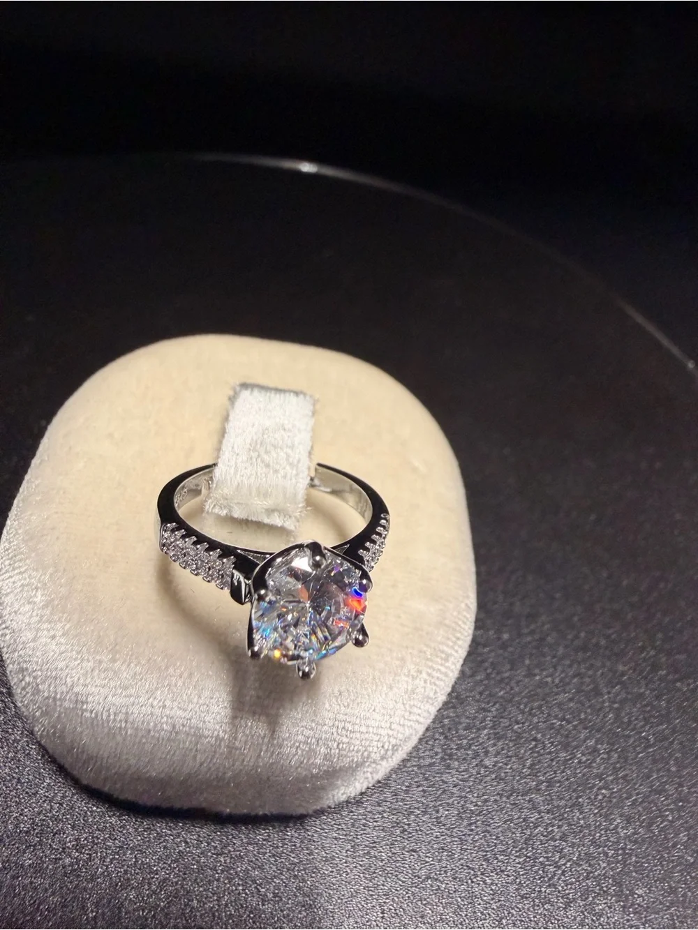 2CT Round Moissanite Pavé Ring | Size 6